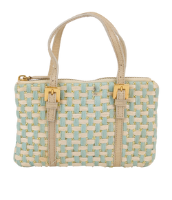 Handheld Mini Bag, Fabric, Blue/Cream, MII, DB, 2*
